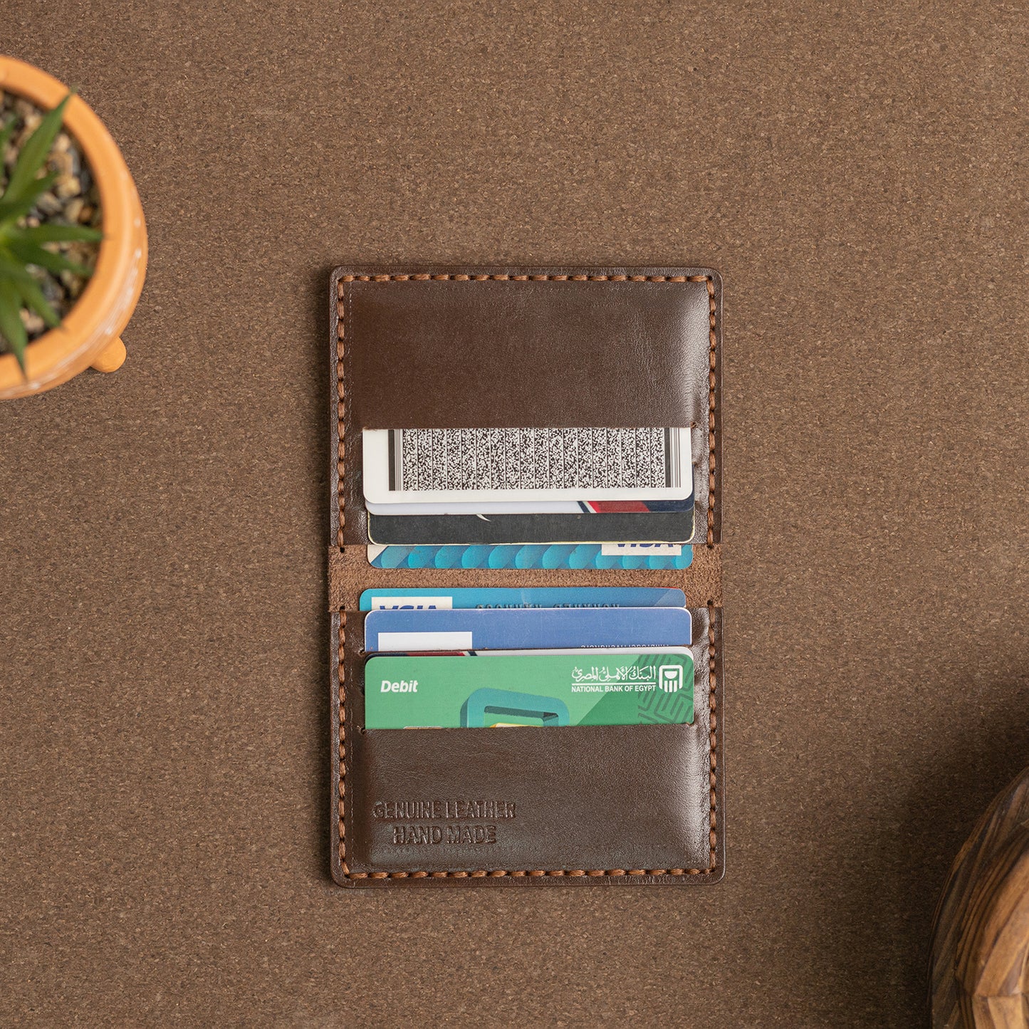 slim Plain card holder | Brown