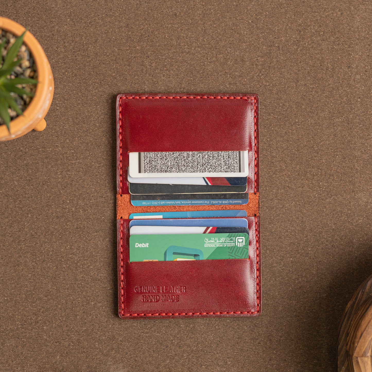 slim Plain card holder | Burgundy